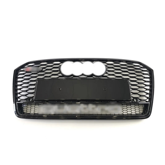 Front Grille RS-Style with Quattro Emblem (2015-2018, black) for Audi A7 2010-2018 - image 2