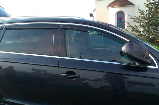 Window deflectors with chrome trim (4 pcs, HIC) for Audi Q7 2005-2015 - image 2