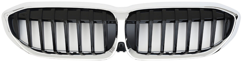 Kidney Grilles 1 Bar (2018-2022, Gloss Black with Chrome Trim) for BMW 3 Series G20/G21 2018- - image 2