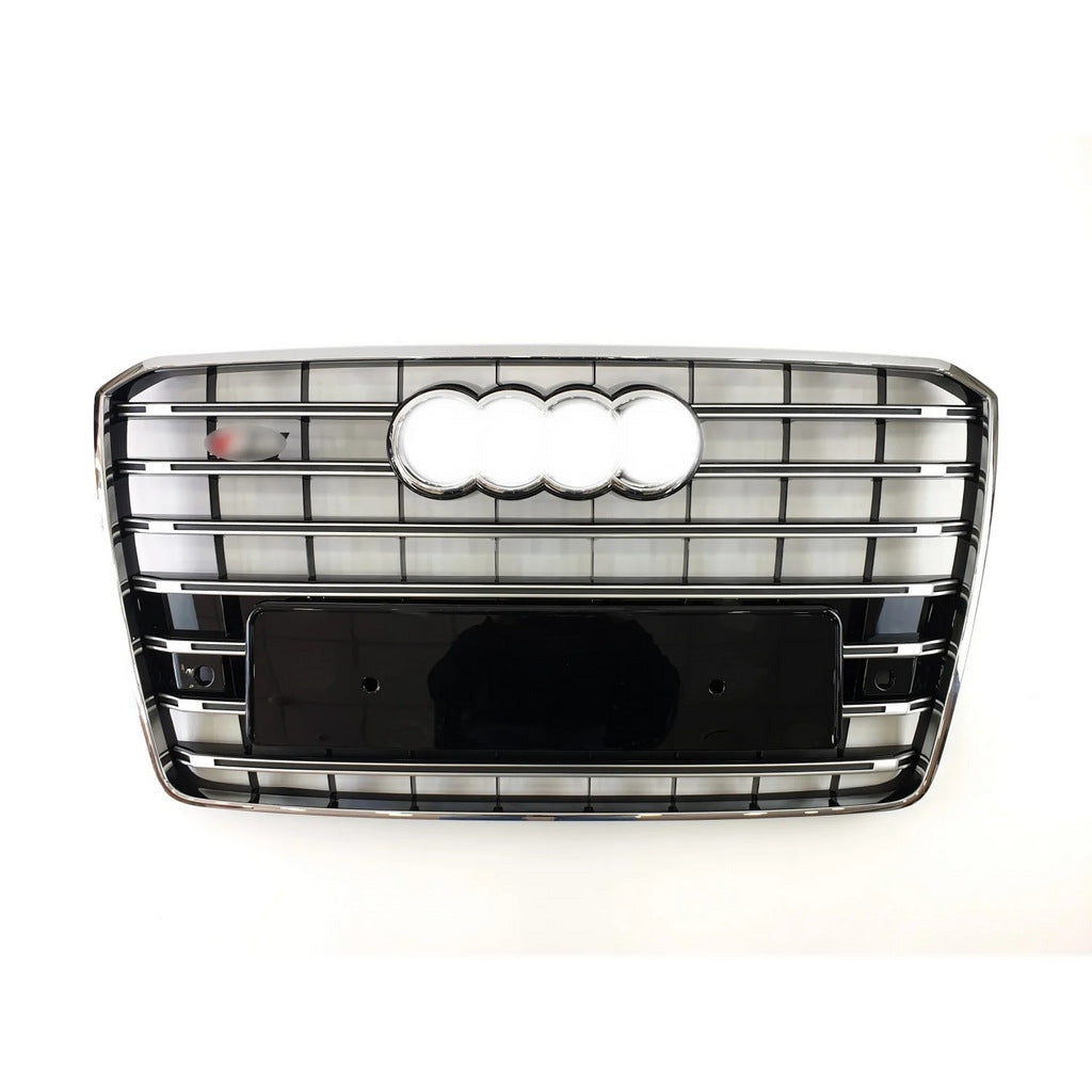 S-Style Front Grille (2014-2018, Black with Chrome) for Audi A8 2010-2018 - image 1