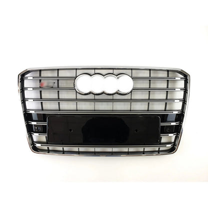 S-Style Front Grille (2014-2018, Black with Chrome) for Audi A8 2010-2018 - image 1