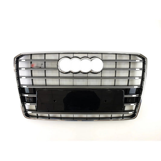 S-Style Front Grille (2014-2018, Black with Chrome) for Audi A8 2010-2018 - image 1