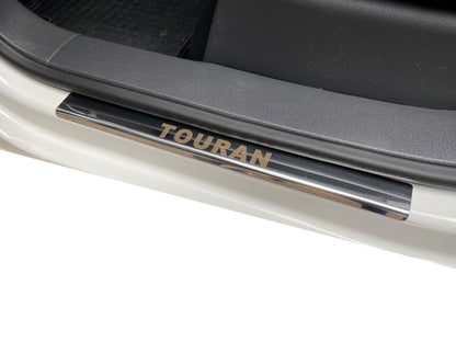 Carmos Door Sill Protectors (4 pcs, Stainless Steel) for Volkswagen Touran 2010-2015 - image 1