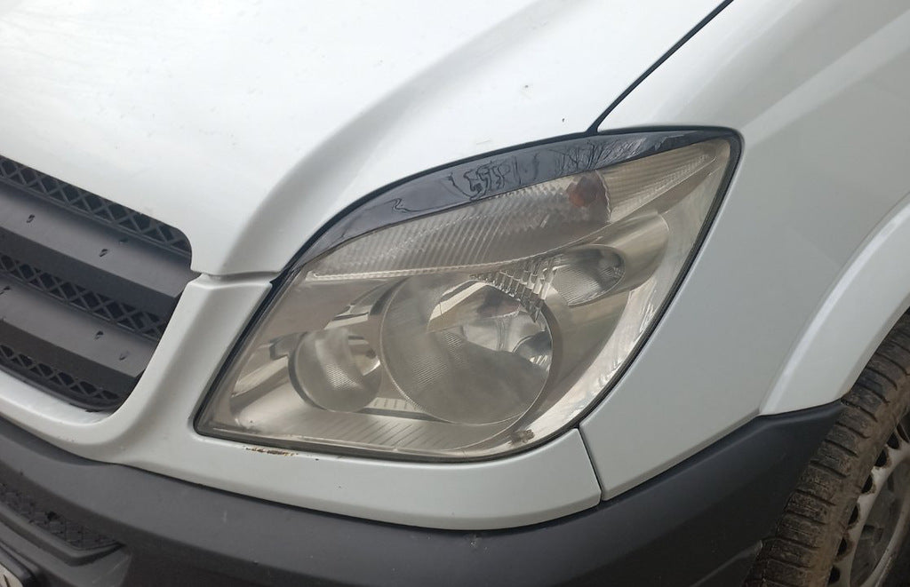 Headlight Eyelids Straight (black, ABS, 2006-2013) for Mercedes Sprinter W906 2006-2018 - image 1