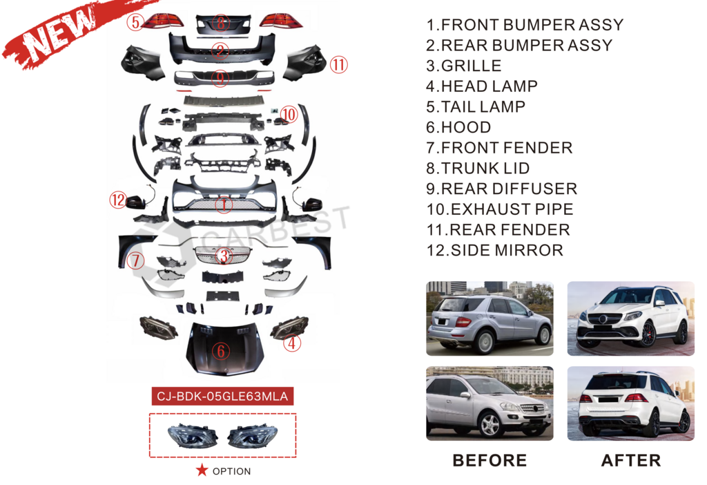 Facelift Kit to GLE63 AMG for Mercedes ML W164 2005-2011 - image 3