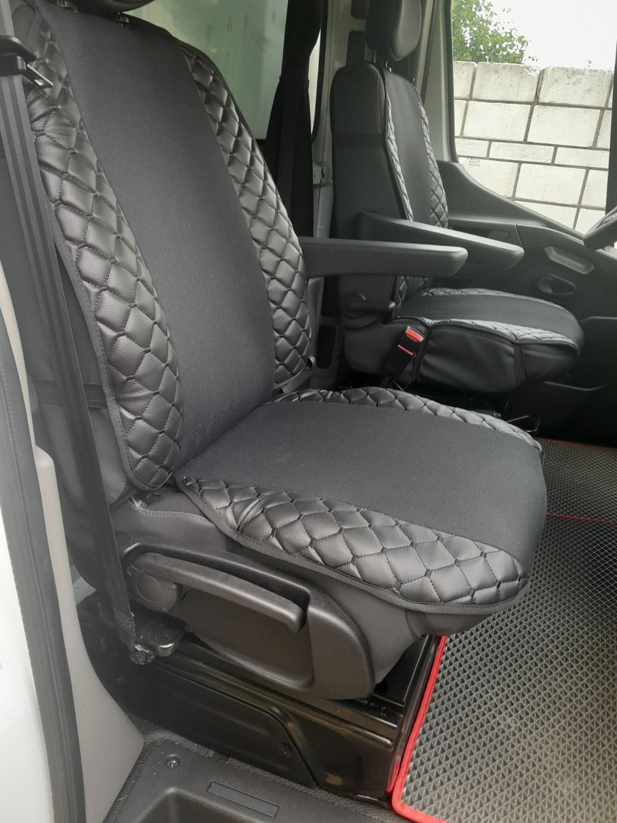 Car Seat Cover ECO and Fabric (1 pc, Black with Black Stitching + Fabric) - image 3
