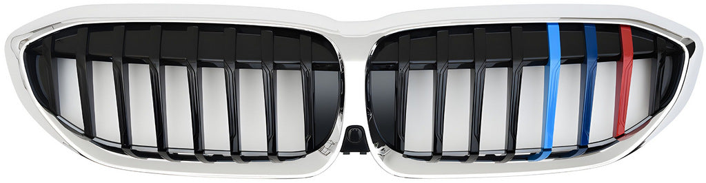 Kidney Grilles 1 Bar (2018-2022, M-Color with Chrome Trim) for BMW 3 Series G20/G21 2018- - image 2