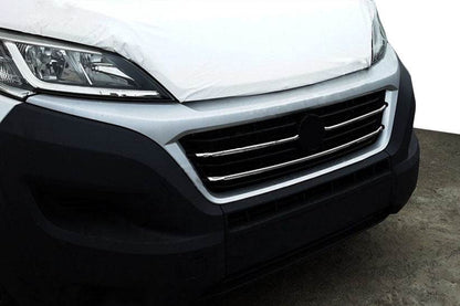 Covers on the radiator grill 2014-2022 (3 pcs., stainless steel) for Fiat Ducato 2006-2025 - Reelken Auto