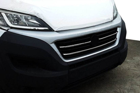 Covers on the radiator grill 2014-2022 (3 pcs., stainless steel) for Fiat Ducato 2006-2025 - Reelken Auto