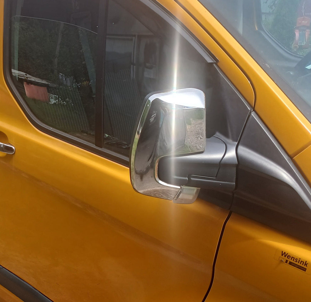 Mirror Covers (2 pcs, Stainless Steel) for Ford Custom 2013-2022 - image 1