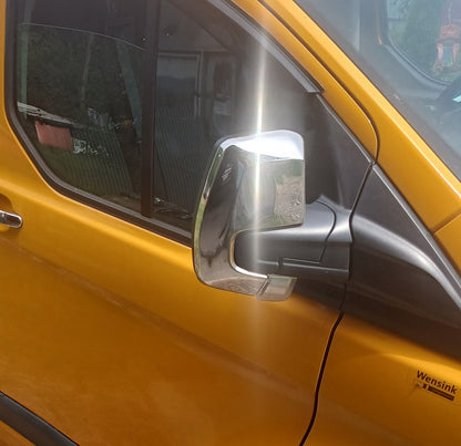 Mirror Covers (2 pcs, Stainless Steel) for Ford Custom 2013-2022 - image 1