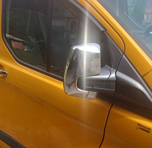 Mirror Covers (2 pcs, Stainless Steel) for Ford Custom 2013-2022 - image 1