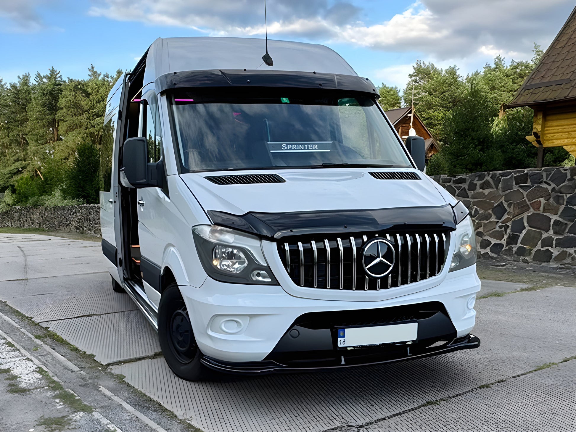 Front Lip Spoiler DPT (Gloss Black) for Mercedes Sprinter W906 2006-2018 - image 3