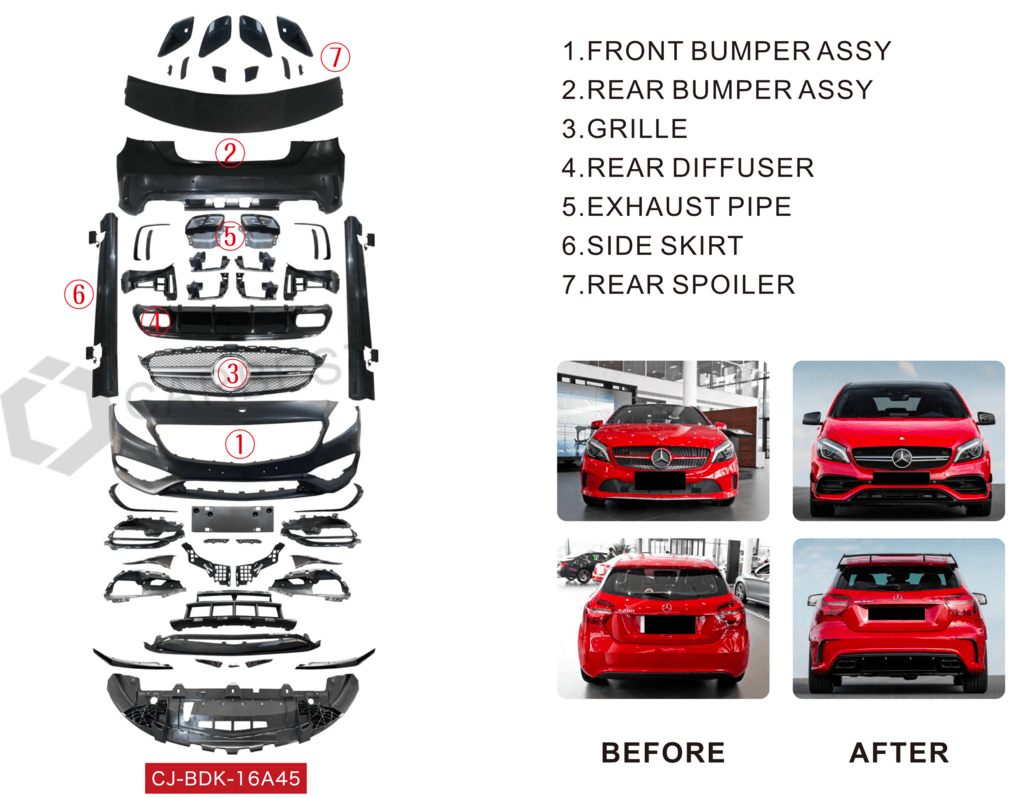 A set of body kits (AMG A45) for Mercedes A-class W176 2012-2018 - Reelken Auto