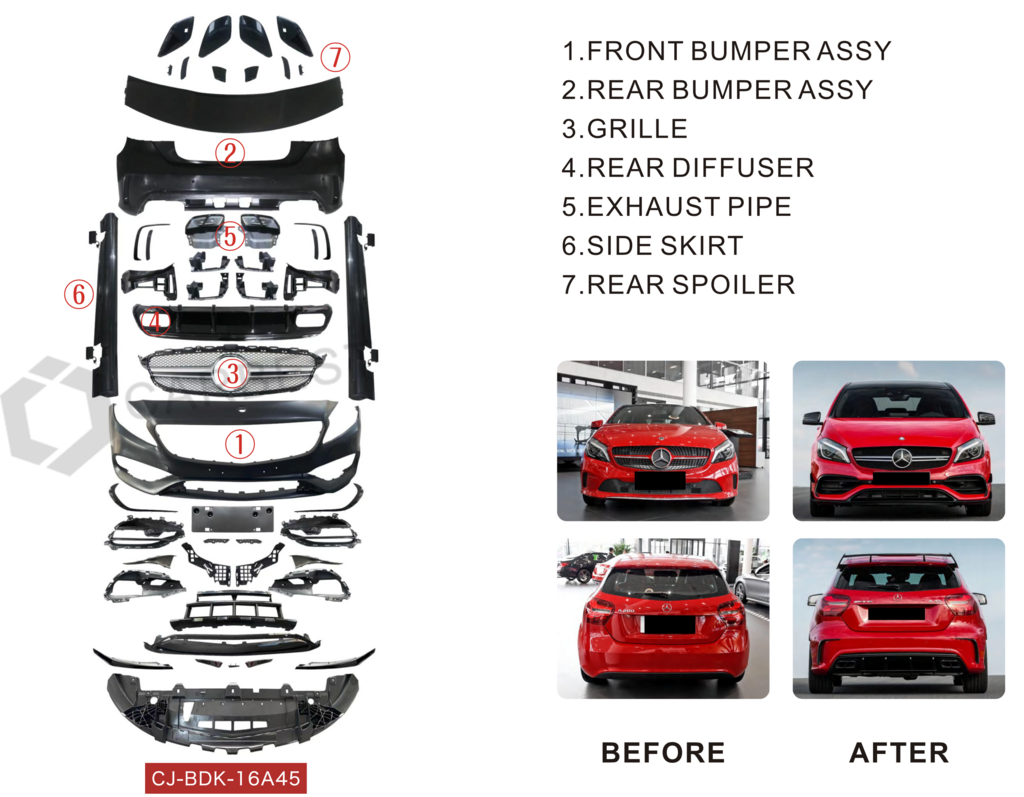 Body Kit Set (A45 AMG) for Mercedes A-сlass W176 2012-2018 - image 3