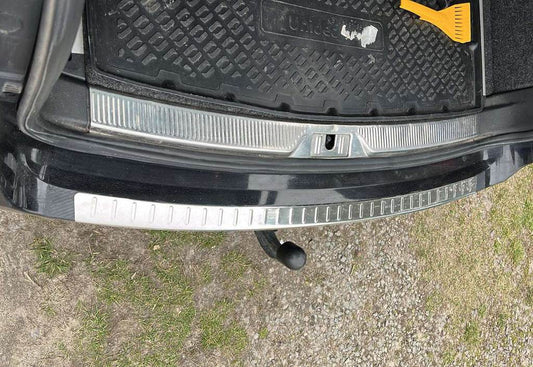 Cover on the rear bumper Carmos V1 (SW, stainless steel) for Skoda Superb 2009-2015 - Reelken Auto