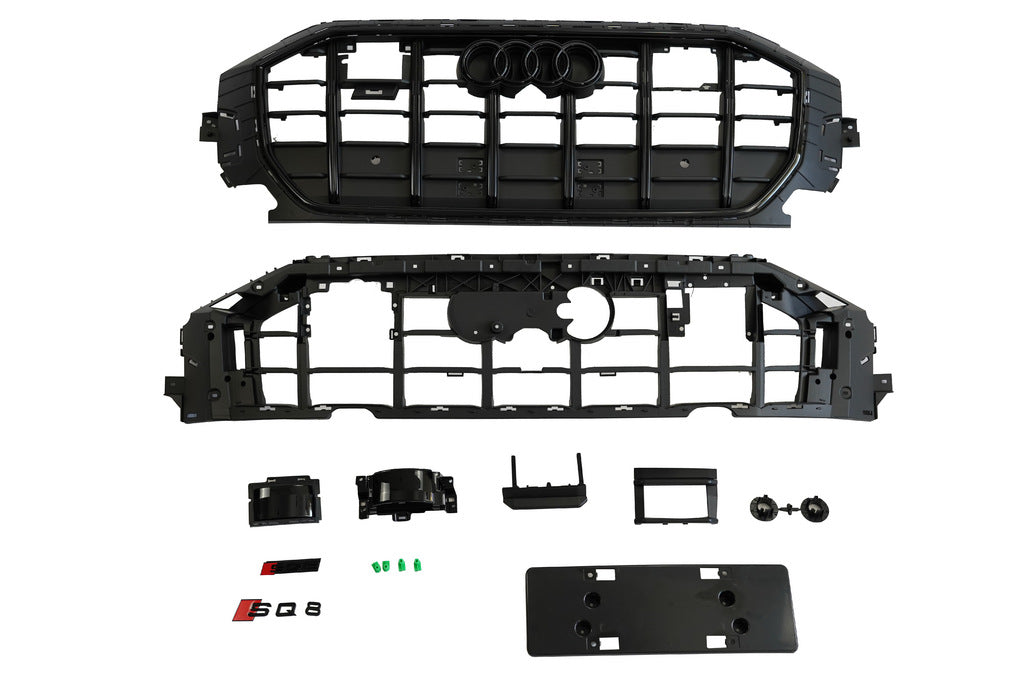 SQ-Style Front Grille (2018-2023, Black) for Audi Q8 2018- - image 4