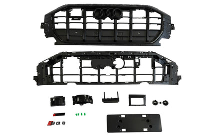 SQ-Style Front Grille (2018-2023, Black) for Audi Q8 2018- - image 4