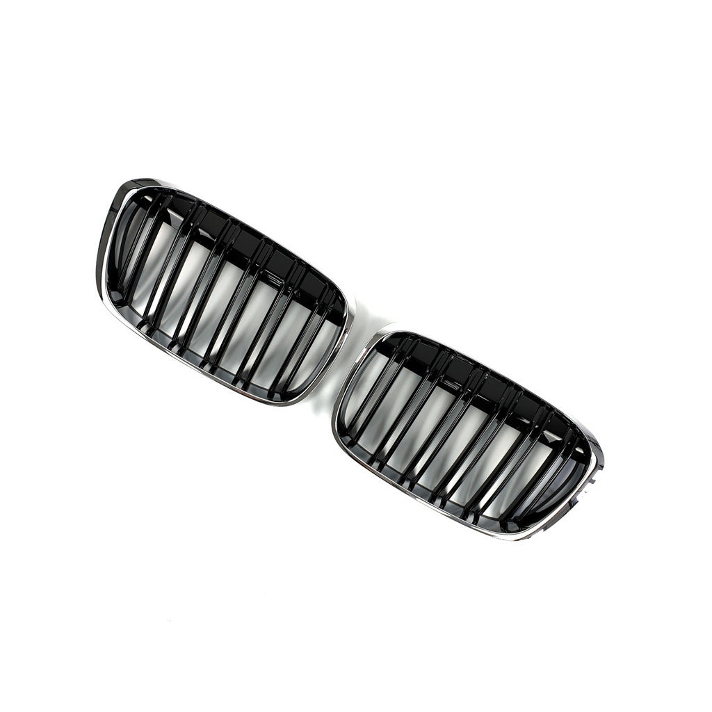 Kidney Grilles M-Look (2015-2019, Gloss Black with Chrome Trim) for BMW X1 F48 2015-2022 - image 3