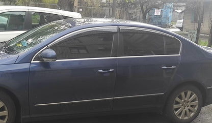 Window Deflectors with Chrome Trim SD (4pcs, EU, Sunplex Chrome) for Volkswagen Passat B7 2012-2015 - image 1
