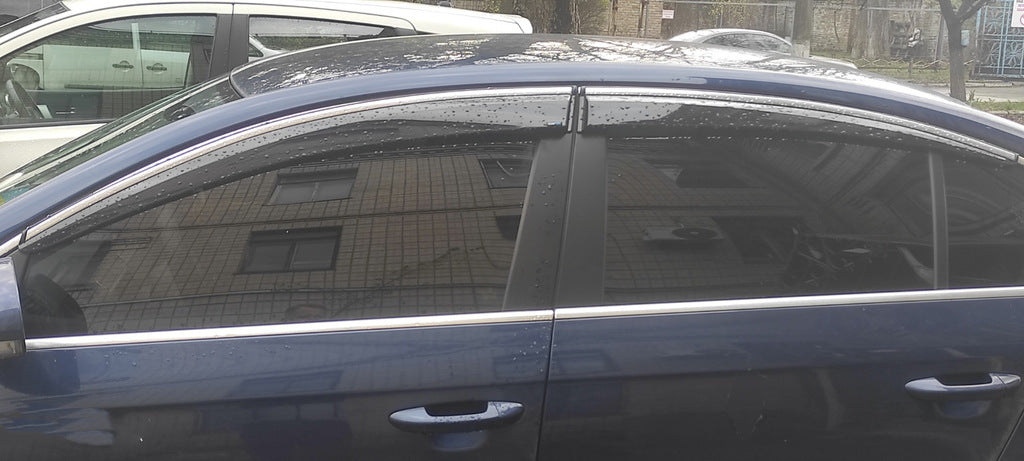 Window Deflectors with Chrome Trim (4 pcs, Sunplex Chrome) for Volkswagen Passat B6 2006-2012 - image 1