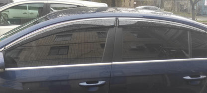 Window Deflectors with Chrome Trim (4 pcs, Sunplex Chrome) for Volkswagen Passat B6 2006-2012 - image 1