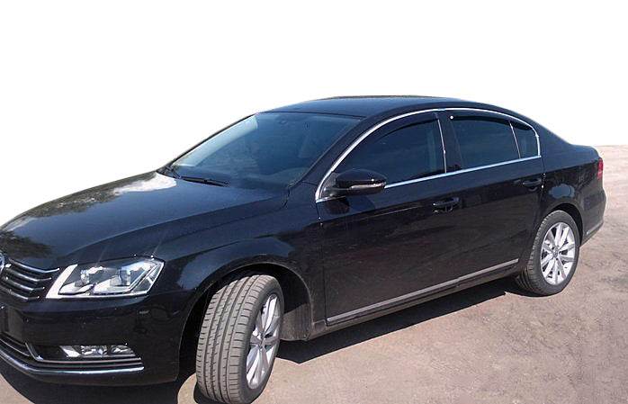 Visors with chrome molding SD (4 pcs, EU, HIC) for Volkswagen Passat B7 2012-2015 - Reelken Auto