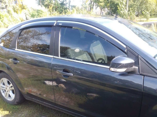 Window Deflectors with Chrome Trim SD/HB (4 pcs, Niken) for Ford Focus II 2005-2008 - image 1