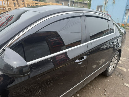 Window deflectors with chrome molding SD (EU, 4 pcs, Niken) for Volkswagen Passat B7 2012-2015 - image 1