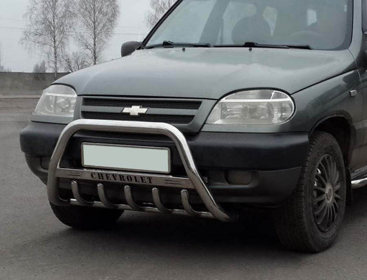 The WT004 bumper guard (stainless) for Chevrolet Niva - Reelken Auto