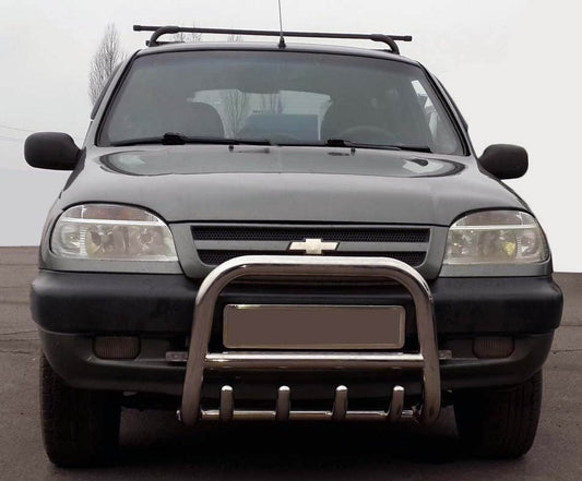 QT006 the bumper guard (stainless) for Chevrolet Niva - Reelken Auto