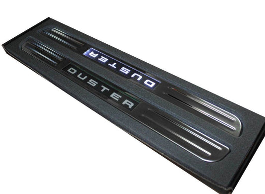 Wireless sills with illuminated (2 pcs, stainless steel) for Dacia Duster 2008-2018 - Reelken Auto