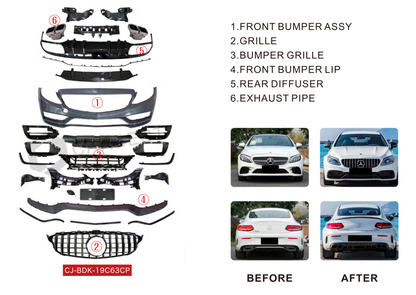 Body kit with diffuser for Coupe (AMG C63-design 2018-2021) for Mercedes C-сlass W205 2014-2021 - image 2