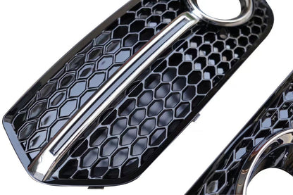 Fog Light Grilles RS-Style (2013-2017, 2 pcs, Black with Chrome) for Audi Q5 2008-2017 - image 3