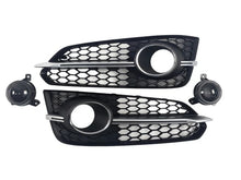 Fog light grilles with fog light (2014-2018, 2 pcs, Black with gray) for Audi A8 2010-2018 - image 1