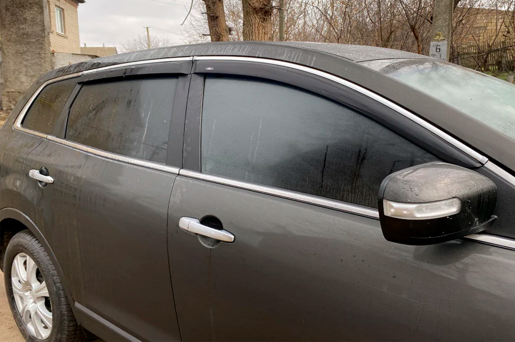 Window deflectors with chrome trim (4 pcs, HIC) for Mazda CX-9 2007-2016 - image 1