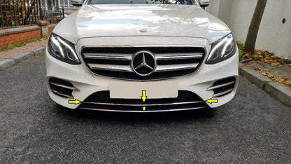 Chrome strip on the front bumper 2016-2020 (stainless steel) for Mercedes E-class W213 2016-2023 - Reelken Auto