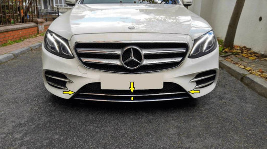 Chrome strip on the front bumper 2016-2020 (stainless steel) for Mercedes E-class W213 2016-2023 - Reelken Auto