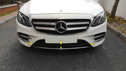 Chrome strip on the front bumper 2016-2020 (stainless steel) for Mercedes E-class W213 2016-2023 - Reelken Auto
