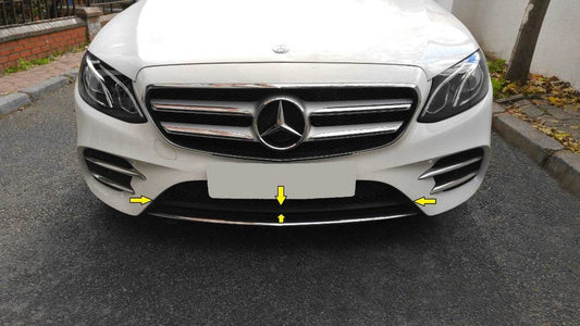 Chrome strip on the front bumper 2016-2020 (stainless steel) for Mercedes E-class W213 2016-2023 - Reelken Auto