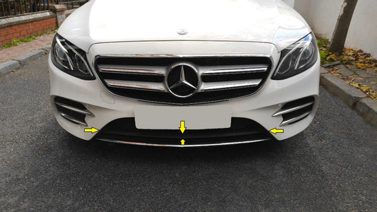 Chrome strip for front bumper 2016-2020 (stainless steel) for Mercedes E-сlass W213 2016-2023 - image 2