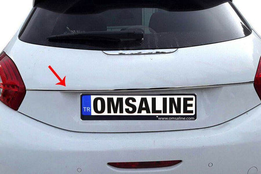 Chrome bar above the number OmsaLine (stainless steel) for Peugeot 208 2012-2019 - Reelken Auto