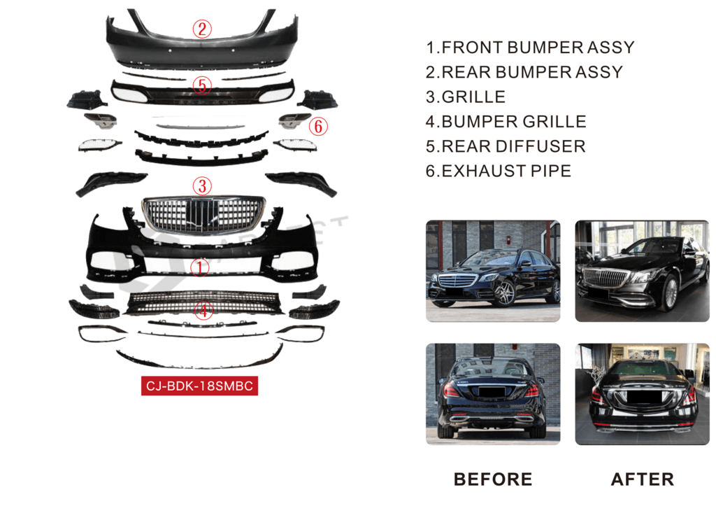 Body kit for Maybach (2018-2022, without optics) for Mercedes S-class W222 - Reelken Auto