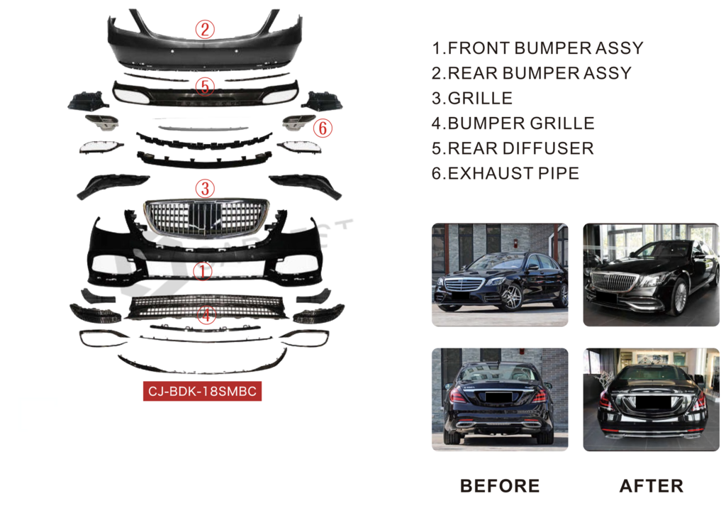 Body kit for Maybach (2018-2022, without lights) for Mercedes S-сlass W222 2013-2020 - image 12