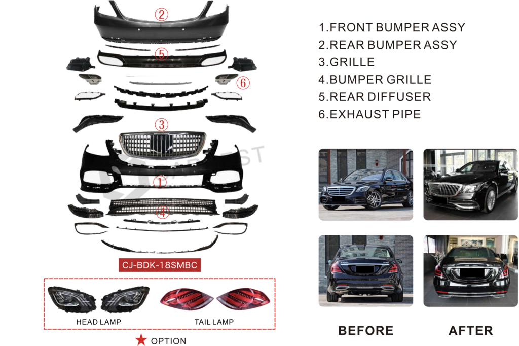 Maybach Facelift Kit (with headlights) for Mercedes S-сlass W222 2013-2020 - image 3