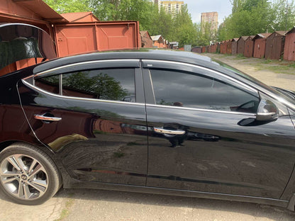 Window deflectors with chrome trim (4 pcs, Niken) for Hyundai Elantra (AD) 2015-2020 - image 1