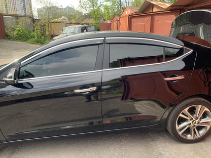 Window deflectors with chrome trim (4 pcs, Niken) for Hyundai Elantra (AD) 2015-2020 - image 2