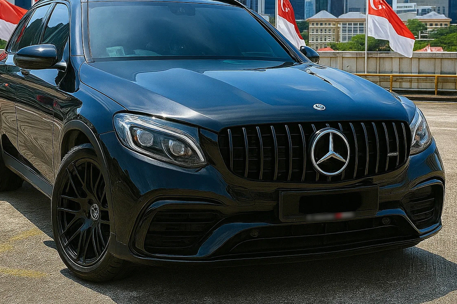 Front Grille GT Panamericana Black (for 2015-2019) for Mercedes GLC coupe C253 2016-2023 - image 1