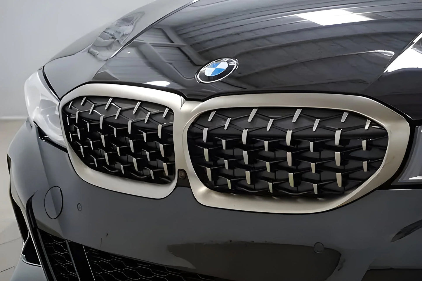 Diamond Silver Kidney Grilles (2018-2022, matte chrome trim) for BMW 3 Series G20/G21 2018- - image 3