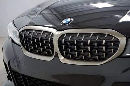 Diamond Silver Kidney Grilles (2018-2022, matte chrome trim) for BMW 3 Series G20/G21 2018- - image 3